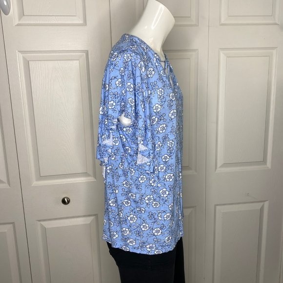 CHAPS Blue Floral Shirt Sz S EUC - Picture 5 of 11